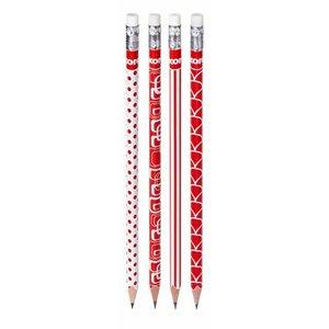 Grafitová ceruzka s gumou, červeno-biela